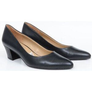 NATURALIZER Women's 9 WIDE Width Carmen Black Leather Pointy Toe Pumps
